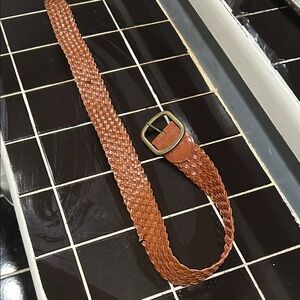 Elegant Woven bonded Leather Belt in camel color